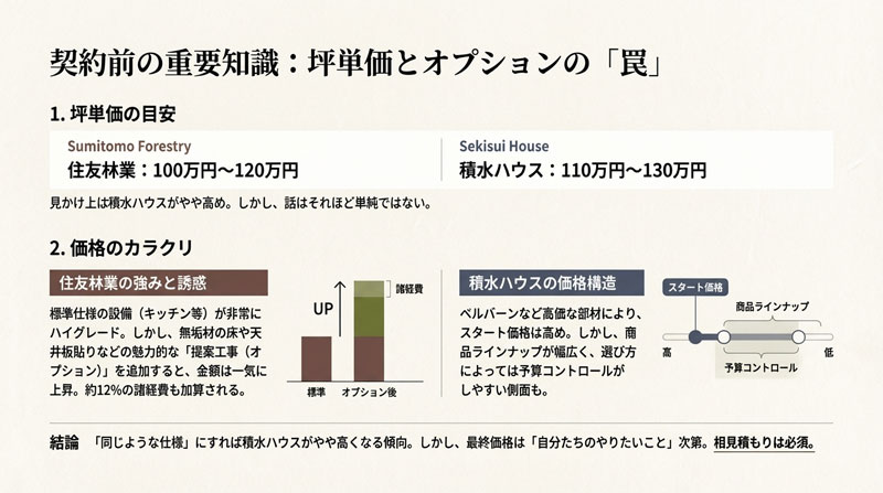 積水ハウスと住友林業比較｜坪単価とオプションの罠